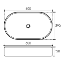 Раковина накладная Aqueduto ESPIRAL, овальная 390*600, белый матовый (ESP0220)