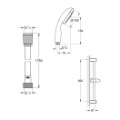 Душевой гарнитур GROHE Tempesta 100, 2 режима струи, душевая штанга 600 мм, 9,5 л/мин, хром (26162001)