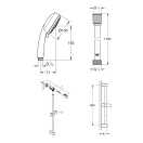 Душевой гарнитур GROHE Tempesta Cosmopolitan 100, 3 режима струи, душевая штанга 600 мм, 9,5 л/мин, хром (27579002)