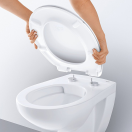 Унитаз подвесной безободковый компактный GROHE Euro Ceramic с сиденьем с микролифтом, альпин-белый (NW0028)
