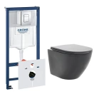 Комплект инсталляции GROHE Rapid SL 38775001 с унитазом AQUAme AQM2002MB и сиденьем с микролифтом (NW0308)