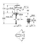 Смеситель для раковины GROHE BauEdge, S-size, хром (23895001/U), уцененный товар