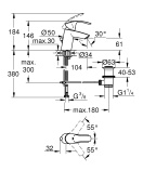 Смеситель для раковины GROHE Eurosmart, S-size, хром (23788002/U), уцененный товар
