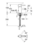 Смеситель для биде GROHE Essence с цепочкой, хром (33623000)