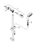 Душевой гарнитур GROHE Tempesta 100, 3 режима струи, душевая штанга 600 мм, 9,5 л/мин, хром (27644001)