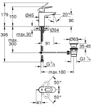 Смеситель для раковины GROHE BauLoop с донным клапаном, хром (23335000/U2), уцененный товар