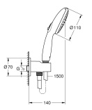 Душевой набор GROHE Tempesta 110, 2 режима, 1500 мм, 7,4 л/мин, черный (264062433)