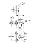 Смеситель для ванны GROHE Eurostyle, хром (33592000/U), уценненый товар