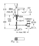 Смеситель для раковины GROHE Eurocube Joy с донным клапаном, M-size, хром (23657000/A), уцененный товар