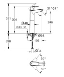 Смеситель для раковины GROHE BauEdge с ограничителем температуры, XL-Size, хром (23761001/U), уцененный товар