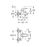 Смеситель для ванны GROHE BauFlow, хром (23756000/U2), уцененный товар