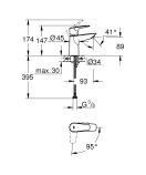Смеситель для раковины GROHE BauEdge, S-size, хром (24193001/UB), уцененный товар