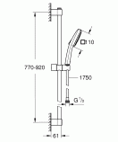 Душевой гарнитур GROHE Tempesta Cube 110, 2 режима струи, душевая штанга 900 мм, 13,5 л/мин, хром (27788003/U1), уцененный товар