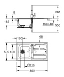 Мойка и смеситель для мойки, GROHE K400, (31570SD0)