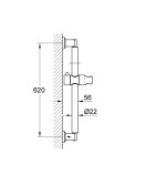 Душевой гарнитур GROHE Sena Stick, 1 режим струи, душевая штанга 600 мм, 9,5 л/мин, хром (28581000)