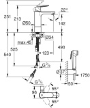 Смеситель для раковины GROHE Eurosmart Cosmopolitan с гигиеническим душем, M-size, хром (24191000)