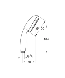 Ручной душ GROHE Tempesta 100, 2 режима, хром/серый (27597001)