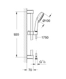 Душевой гарнитур GROHE Tempesta Cosmopolitan 100, 2 режима струи, душевая штанга 900 мм, 5,7 л/мин, хром (27788002)