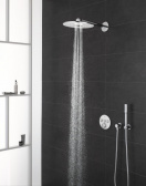 Верхний душ GROHE Rainshower 310 SmartActive с душевым кронштейном, 2 режима, 430 мм, белая луна (26475LS0)