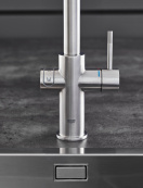 Смеситель для кухонной мойки GROHE Blue Home с системой фильтрации, охлаждения и газирования воды, суперсталь (31455DC0)