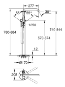 Внешняя часть смесителя для ванны GROHE Essence напольного монтажа, хром (25248PF1)