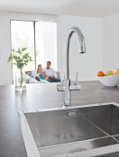 Смеситель для кухонной мойки GROHE Blue Home с системой фильтрации, охлаждения и газирования воды, хром (31455001)