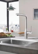 Смеситель для кухни GROHE Essence с вытяжным изливом 2jet, суперсталь (30504DC0)