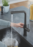 Комплект для кухни GROHE Red Duo с L-образным смесителем, бойлером M-Size и фильтром, черный бархат (30327KS1)