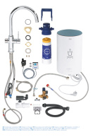 Комплект для кухни GROHE Red Duo с C-образным смесителем, бойлером M-Size и фильтром, хром (30083001)