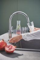Смеситель для кухонной мойки GROHE Blue Pure BauCurve с функцией фильтрации, с фильтром в комплекте, хром (30385000)