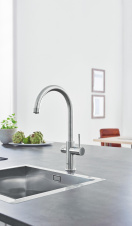 Смеситель для кухонной мойки GROHE Blue Home с системой фильтрации, охлаждения и газирования воды, суперсталь (31455DC0)