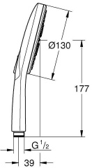 Ручной душ GROHE Rainshower SmartActive 130, 3 режима, фантомный черный (22127KF0)