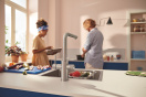 Смеситель для кухонной мойки GROHE Blue Pure Minta c вытяжным изливом, функцией фильтрации, без фильтра в комплекте, суперсталь (30601DC0)