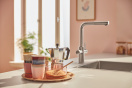 Смеситель для кухонной мойки GROHE Blue Pure Minta c вытяжным изливом, функцией фильтрации, без фильтра в комплекте, суперсталь (30601DC0)