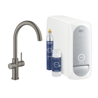 Смеситель для кухни GROHE Blue Home с системой фильтрации, охлаждения и газирования воды, Wi-Fi, темный графит матовый (31455AL1)