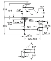 Смеситель для раковины GROHE Eurosmart, M-size, черный (233222433)