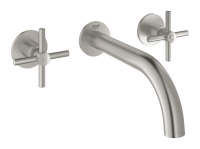 Внешняя часть смесителя для раковины GROHE Atrio настенного монтажа на 3 отверстия, двухвентильный, суперсталь (20164DC3)