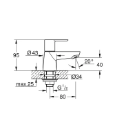Кран для раковины GROHE BauEdge, без функции смешивания, хром (20421000)