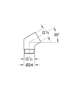 Угловой переходник для подключения душевого шланга 1/2″ x 1/2″ GROHE Sena, хром (28389000)
