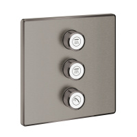 Внешняя часть переключателя потоков GROHE Grohtherm SmartControl на 3 положения, квадратная, темный графит матовый (29127AL0)