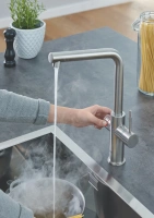 Комплект для кухни GROHE Red Duo с L-образным смесителем, бойлером M-Size и фильтром, суперсталь (30327DC1)