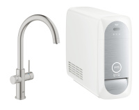 Смеситель для кухни GROHE Blue Home с системой фильтрации, охлаждения и газирования воды, суперсталь (31455DC0)