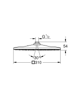 Верхний душ GROHE Rainshower 310 Mono, 9,5 л/мин, 1 режим, белая луна (26568LS0)