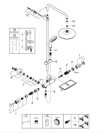 Душевая система GROHE Vitalio Start System 210 с термостатом для душа, хром (26814001)
