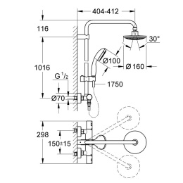 Душевая система GROHE Vitalio Start System 160 с термостатом для душа, хром (27960000)