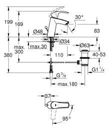 Смеситель для раковины GROHE Eurosmart, M-size, хром (2339310E)