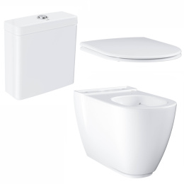 Унитаз напольный безободковый GROHE Essence Ceramic с бачком и сиденьем без микролифта, альпин-белый (NW0063)