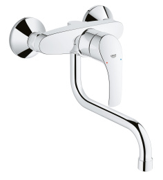 Смеситель для кухонной мойки GROHE Eurosmart настенный, вынос 180 мм, хром (31391002)