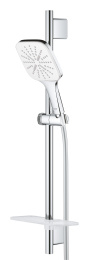 Душевой гарнитур GROHE Rainshower SmartActive 130 Cube, 3 вида струй, белая луна (26584LS0)