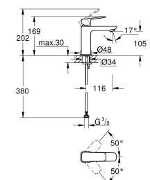 Смеситель для раковины GROHE Cubeo, M-size, хром (1017550000/U), уцененный товар